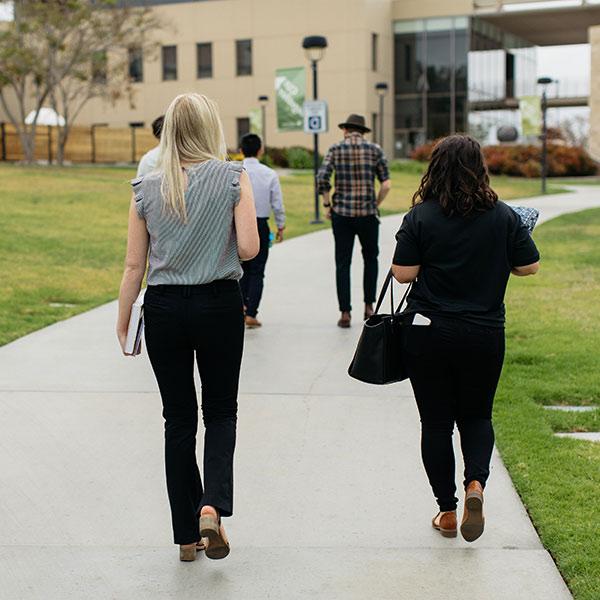 Guests walking around campus